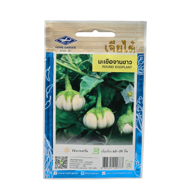 เมล็ดมะเขือจานขาว (Round eggplant) เจียไต๋ ตราเครื่องบิน  ขนาด 1 กรัม บรรจุ 260 เมล็ด
