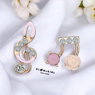 Pink Rose Music Note Earrings