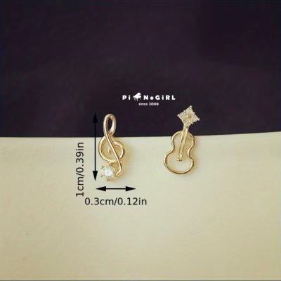 Violin & Music Note Crystal Earrings