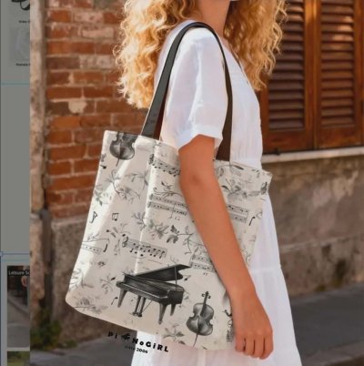 Music-Themed Fabric Bag