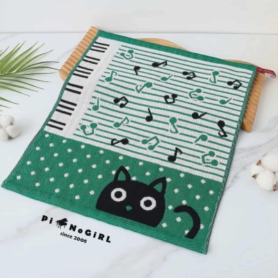 ผ้าเช็ดมือลายแมวและตัวโน้ต ลายน่ารักมากกก มี 2 สี
