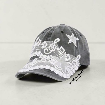 Music Note Lace Trim Cap