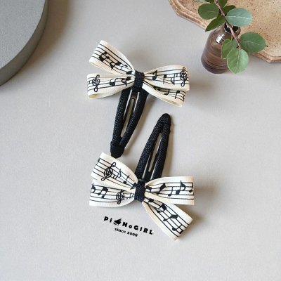 (ราคาต่ออัน) กิ๊บติดผมริบบิ้นตัวโน้ต งาน Handmade จากทางร้าน