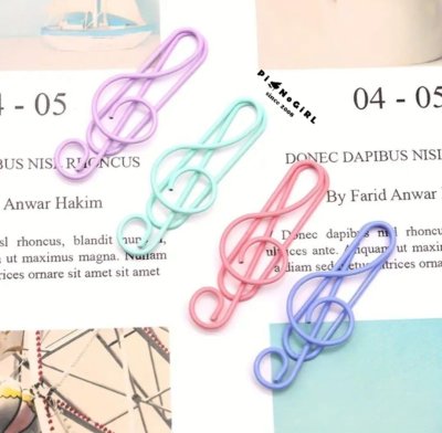 (Set 20 อัน) คลิปหนีบกระดาษกุญแจซอลโทนสีพาสเทล