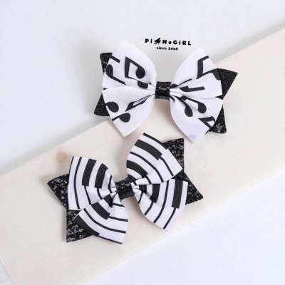 Piano and Music Note Bow Hair Clip