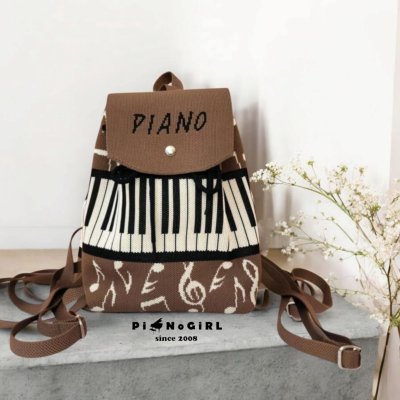 Woven Fabric Backpack with Piano and Music Note Pattern Woven Fabric Backpack with Piano and Music Note Pattern