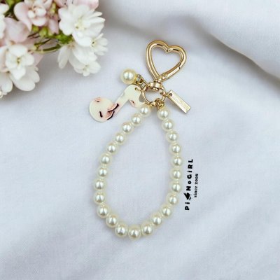 Heart Ring Keychain with Pearls and Musical Notes