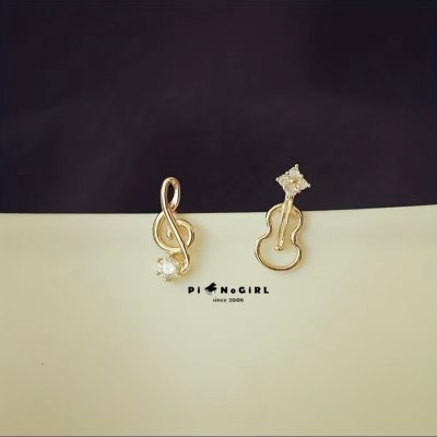 Violin & Music Note Crystal Earrings