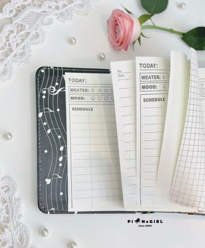 สมุดไดอารี่ลายเปียโน ขนาด A6 น่ารักมากกกก