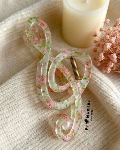 Floral Treble Clef Hair Clip