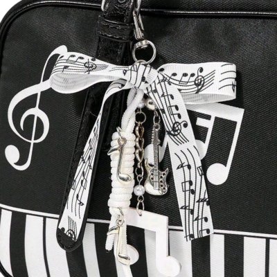 Piano-Themed Shoulder Bag with Adorable Details