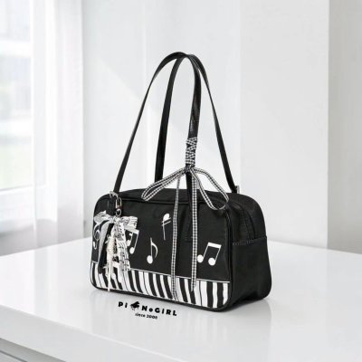 Piano-Themed Shoulder Bag with Adorable Details