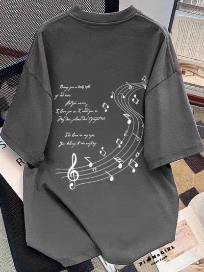 เสื้อยืดลายโน้ตเพลง ลายน่ารักมากกก มี 3 สี