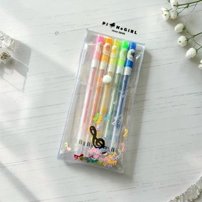 Set ปากกากลิตเตอร์สีมีกลิ่นหอม ด้ามลายเปียโนและตัวโน้ต