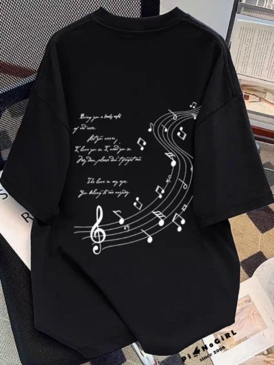 เสื้อยืดลายโน้ตเพลง ลายน่ารักมากกก มี 3 สี