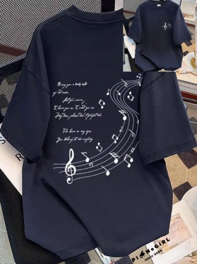 Music Note Print T-Shirt