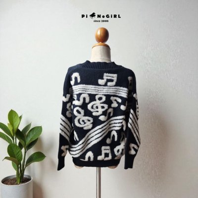 เสื้อ Cardigan ไหมพรม ลายตัวโน้ต