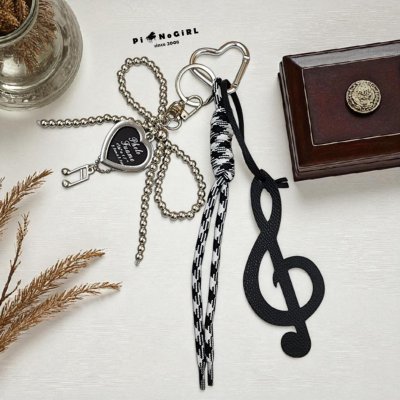 Treble Clef & Music Note Keychain with Cute Accents