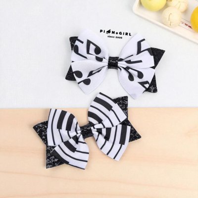 Piano and Music Note Bow Hair Clip