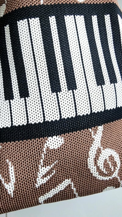 Woven Fabric Backpack with Piano and Music Note Pattern Woven Fabric Backpack with Piano and Music Note Pattern