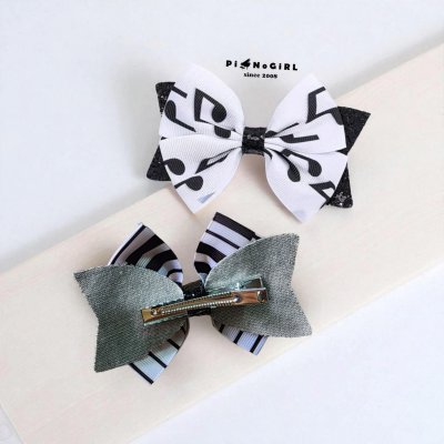Piano and Music Note Bow Hair Clip