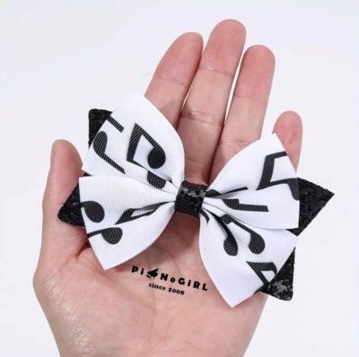 Piano and Music Note Bow Hair Clip