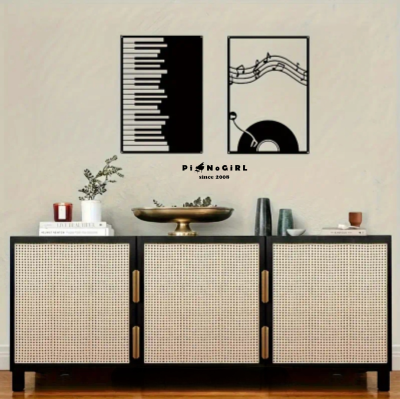 Set แผ่นเหล็กแต่งผนังลายเปียโนและโน้ตเพลง 2 ชิ้น