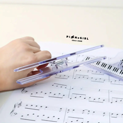 คลิปหนีบโน้ตเพลงใสยาวลายเปียโน
