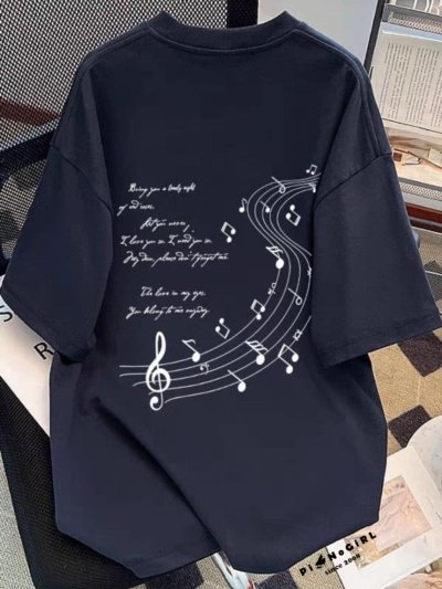 เสื้อยืดลายโน้ตเพลง ลายน่ารักมากกก มี 3 สี