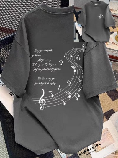 Music Note Print T-Shirt