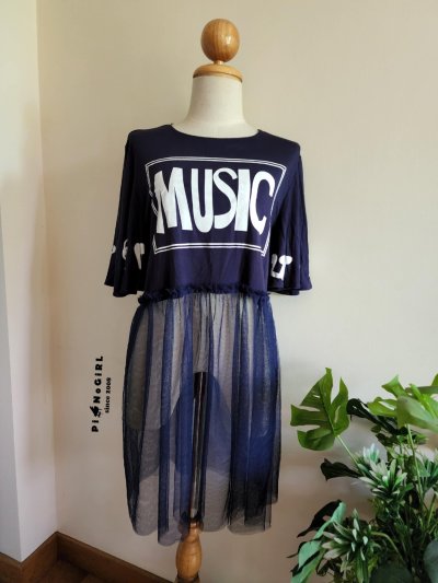 เสื้อยืด Music ต่อชายตาข่าย มี 2 สี