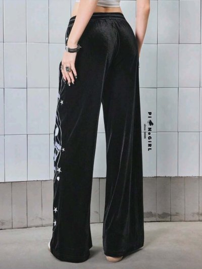 กางเกงขายาวกำมะหยี่ ปักลายตัวโน้ต สวยมากกกกก