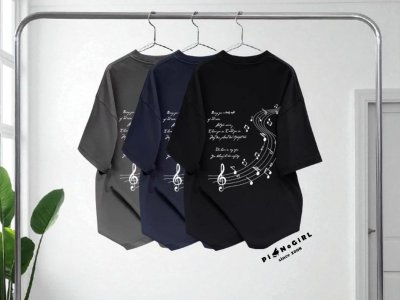 เสื้อยืดลายโน้ตเพลง ลายน่ารักมากกก มี 3 สี