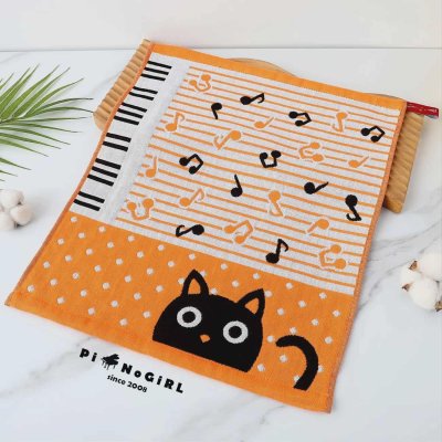 ผ้าเช็ดมือลายแมวและตัวโน้ต ลายน่ารักมากกก มี 2 สี