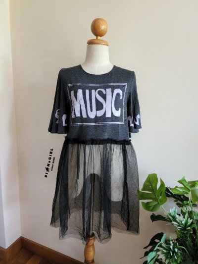 เสื้อยืด Music ต่อชายตาข่าย มี 2 สี