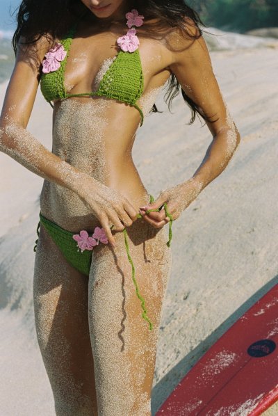 IDK GREEN PINK ACAI HANDCRAFT CROCHET BIKINI
