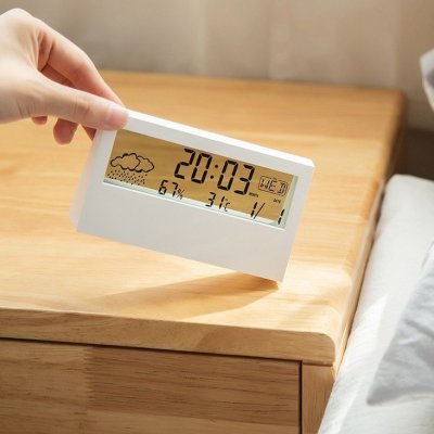 นาฬิกาปลุกอิเล็กทรอนิกส์มัลติฟังก์ชั่นหน้าจอ LCD ใสขนาดใหญ่