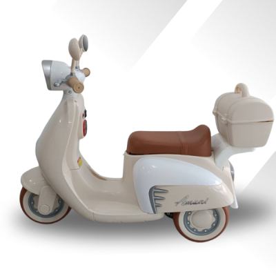 รถมอเตอร์ไฟฟ้าเด็กเวสป้ามินิ*มีกล่องเก็บของ*2มอเตอร์ มีusd mp3