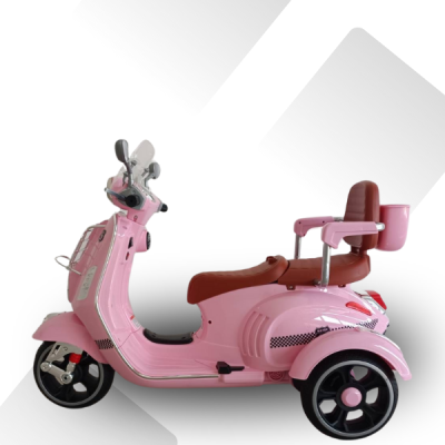 รถเด็กนั่งมอเตอร์ไชค์เวสป้า2ที่นั่งคันใหญ่ มีบูลทูธเสียงเพลง