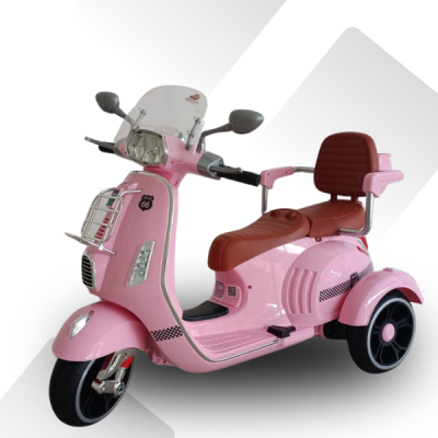 รถเด็กนั่งมอเตอร์ไชค์เวสป้า2ที่นั่งคันใหญ่ มีบูลทูธเสียงเพลง