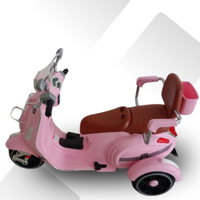 รถเด็กนั่งมอเตอร์ไชค์เวสป้า2ที่นั่งคันใหญ่ มีบูลทูธเสียงเพลง