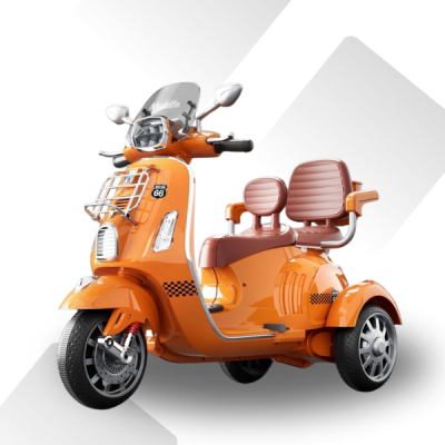 รถเด็กนั่งมอเตอร์ไชค์เวสป้า2ที่นั่งคันใหญ่ มีบูลทูธเสียงเพลง