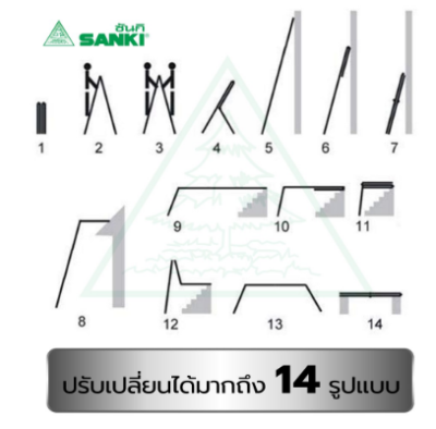 บันไดอะลูมิเนียมอเนกประสงค์พับได้4ท่อน รุ่นไม่มีเพลท  ยี่ห้อซันกิ (คลิกดูขนาดอื่นๆ)