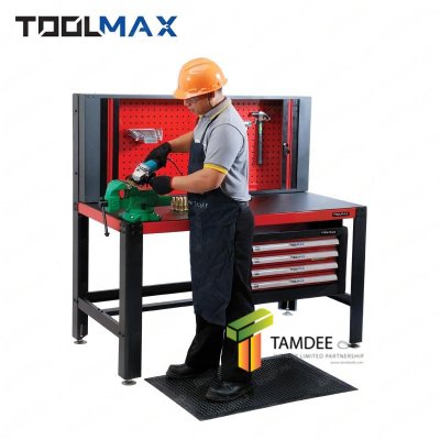 D010100021 โต๊ะช่างพื้นโต๊ะ ABS พร้อมชุดแขวนเครื่องมือ+ตู้ 4 ลิ้นชัก (TOOLMAX)