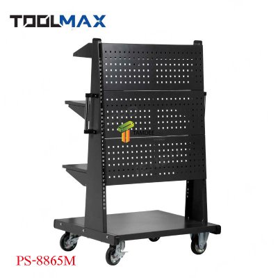 PS-8865M โครงแผงแขวนเครื่องมือและชั้นวางติดล้อ 2 ด้าน