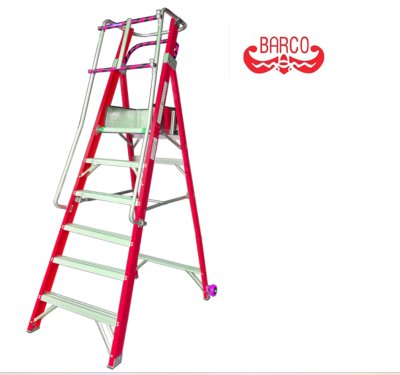 LD-FXG206 บันไดไฟเบอร์กลาสติดล้อเข็น6ขั้น พับเก็บได้