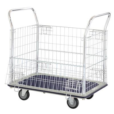 HB-213J  รถเข็นพื้นเหล็ก  มือจับ 2 ข้าง มีคอกล้อม 370 กก.
