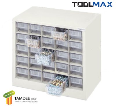 CB0505N ตู้ใส่กล่องอะไหล่แบ่งช่อง25ช่อง ตู้สีครีม กล่องใส