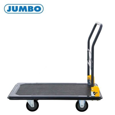 HL-210JC รถเข็นพื้นเหล็กชั้นเดียว มือจับข้างเดียวพับได้ สีเทา/ดำ ล้อ PU
