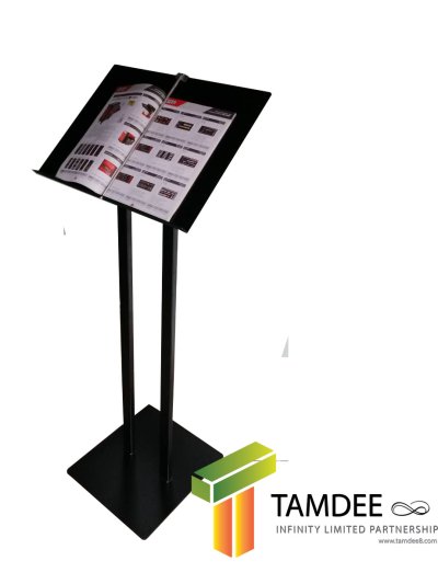 ป้ายเมนูสแตนด์ขนาด A3 แนวนอน ฐานสี่เหลี่ยม เสาเหลี่ยมคู่